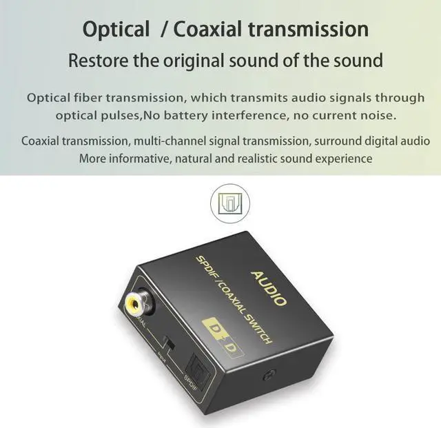 Alt view image 3 of 6 - Optical to Coaxial or Coaxial to Optical Digital Audio Converter, Bi-Directional Fiber and coaxial Converter/Repeater/Splitter, with 1 Optical Cable