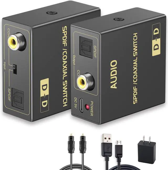 Main image of Optical to Coaxial or Coaxial to Optical Digital Audio Converter, Bi-Directional Fiber and coaxial Converter/Repeater/Splitter, with 1 Optical Cable