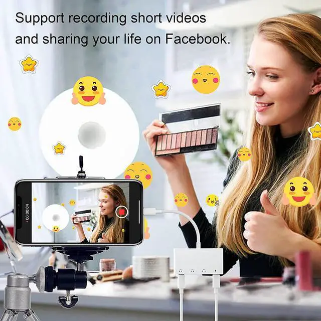 Alt view image 7 of 7 - 4 in 1 Headphone Jack Audio Charger Adapter & Splitter, iPhone Headphone Jack + Dual 3.5mm Headphone Jack + Charging Port for iPhone 14 13 12 11 X 8 7 / iPad- Support iOS 15