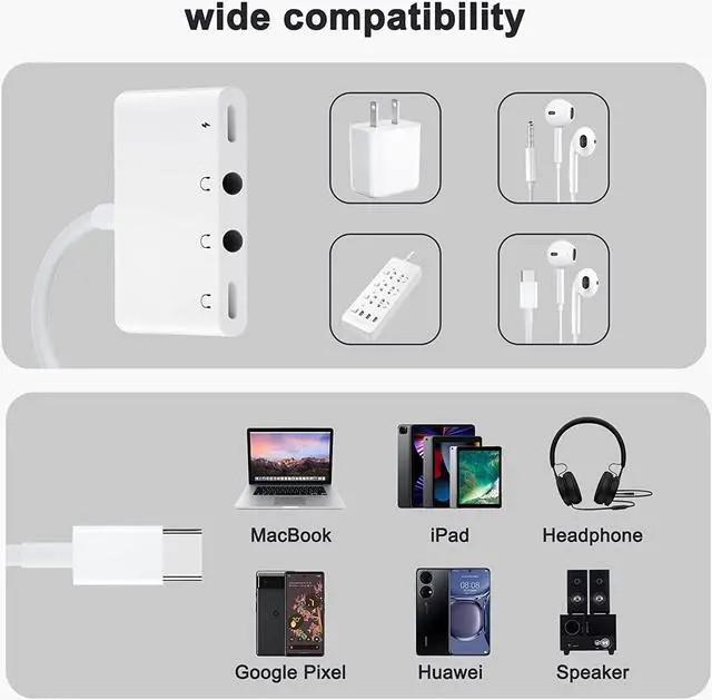 Alt view image 4 of 7 - USB Type C to 3.5mm Female Headphone Jack Adapter with Charging, iPad Headphone Adapter Dongle Cable Cord Compatible Samsung Galaxy S22 S21 S20/Ultra, Note 10, iPad Pro, MacBook, Pixel