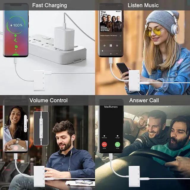 Alt view image 6 of 7 - USB Type C to 3.5mm Female Headphone Jack Adapter with Charging, iPad Headphone Adapter Dongle Cable Cord Compatible Samsung Galaxy S22 S21 S20/Ultra, Note 10, iPad Pro, MacBook, Pixel