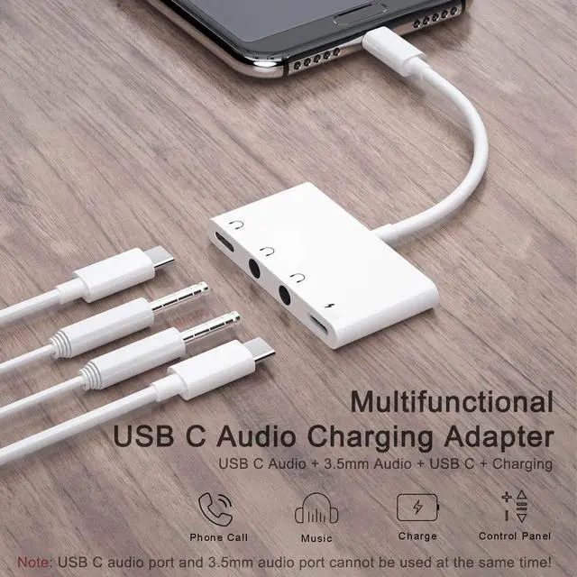 Alt view image 2 of 7 - USB Type C to 3.5mm Female Headphone Jack Adapter with Charging, iPad Headphone Adapter Dongle Cable Cord Compatible Samsung Galaxy S22 S21 S20/Ultra, Note 10, iPad Pro, MacBook, Pixel