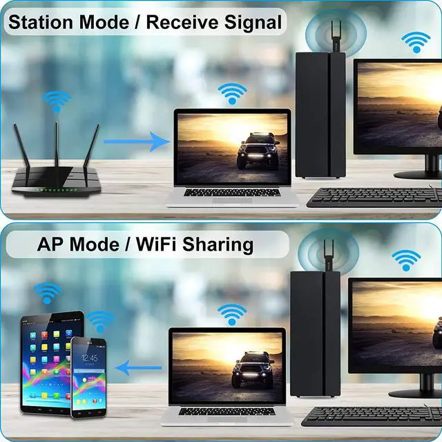 Alt view image 3 of 7 - USB WiFi Dongle 1300Mbps,USB WiFi Adapter 802.11 AC Dual Band 5GHz/2.4GHz Fast USB 3.0 High Gain 5dBi with Dual Antenna Network Adapter for PC Desktop Laptop Supports Windows Mac and Linux