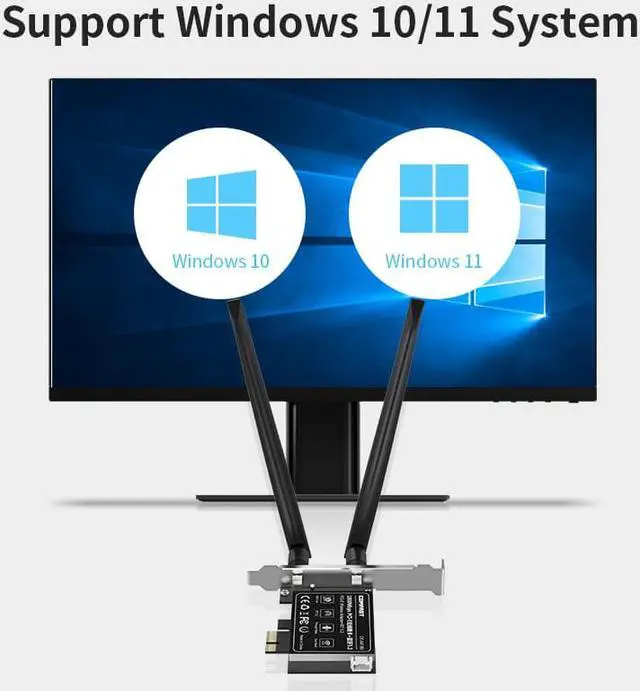 Alt view image 4 of 7 - 1800M WiFi 6E PCIe Card, Bluetooth 5.2 PCIe Adapter, Dual Band 2.4G/5Ghz WIFI 6 Wireless PCIe Gigabit Ethernet Network Card, Low-Profile Bracket, WPA3, MU-MIMO, OFDMA, Heat Sink, Windows 11, 10