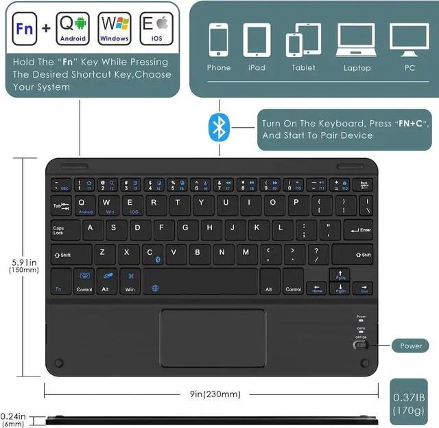 Alt view image 2 of 7 - Touchpad Keyboard Case for Lenovo Tab M10 Plus 10.6 inch 3rd Generation 2022 (Model TB-125FU/TB-128FU/TB-128XU) Detachable Wireless Keyboard with Trackpad & Pencil Holder