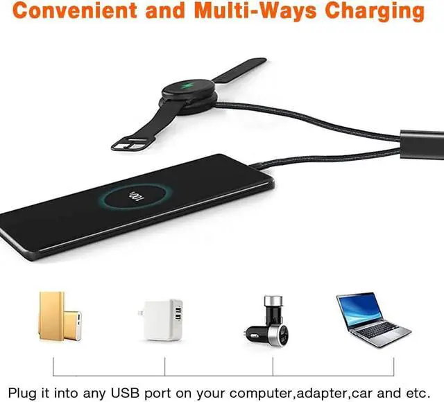 Alt view image 5 of 7 - 2 in 1 Galaxy Watch 5/5 Pro Charger Compatible with Samsung Galaxy Watch 5/5 Pro/4/3/Active2/Active Wireless Charger Dock, Type-C Charging Cord for S22/S21/S20/S10/Note 20/10/9 3.3FT 2 Pack USB Cable