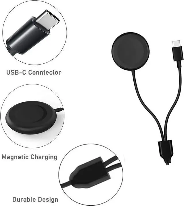 Alt view image 6 of 7 - 2 in 1 Galaxy Watch 5/5 Pro Charger Compatible with Samsung Galaxy Watch 5/5 Pro/4/3/Active2/Active Wireless Charger Dock, Type-C Charging Cord for S22/S21/S20/S10/Note 20/10/9 3.3FT USB Cable