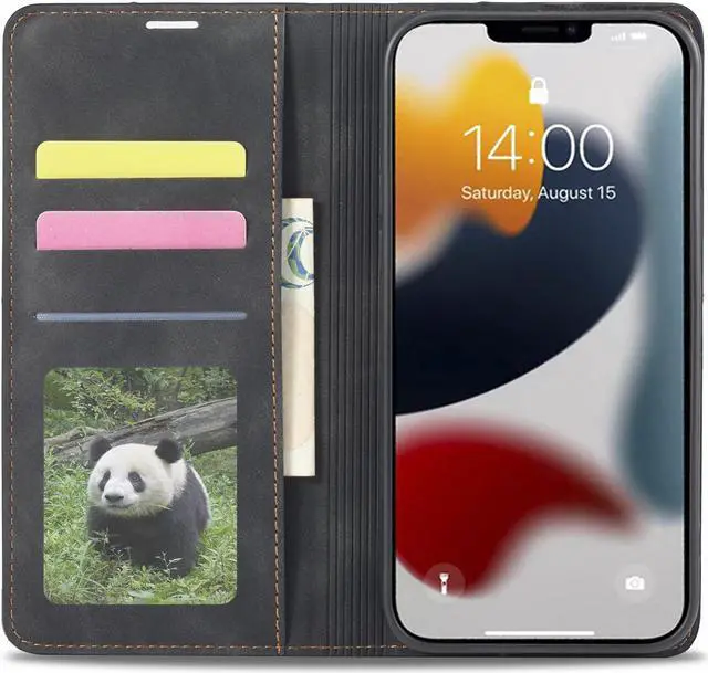 Alt view image 4 of 7 - Case for iPhone 14 Pro 6.1 inch Premium PU Leather Cover with Card Holder Kickstand Shockproof Flip Wallet Cover