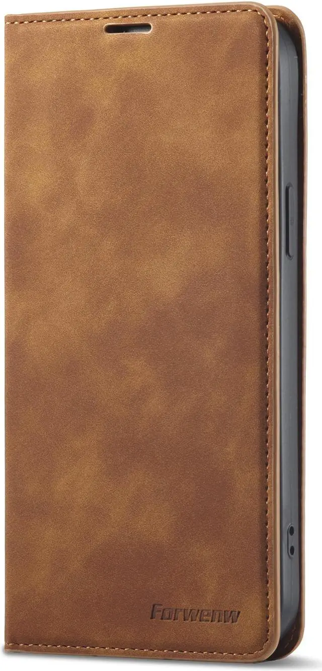 Alt view image 2 of 7 - Case for iPhone 14 Pro Max 6.7 inch Premium PU Leather Cover with Card Holder Kickstand Shockproof Flip Wallet Cover Brown