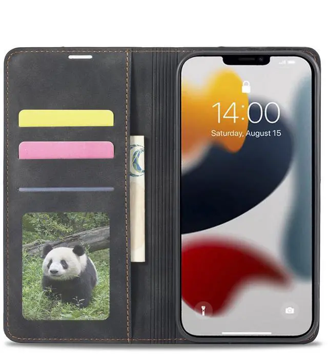 Alt view image 4 of 7 - Case for iPhone 14 Plus 6.7 inch Premium PU Leather Cover with Card Holder Kickstand Shockproof Flip Wallet Cover