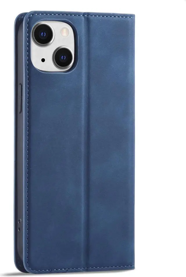 Alt view image 3 of 7 - Case for iPhone 14 Plus 6.7 inch Premium PU Leather Cover with Card Holder Kickstand Shockproof Flip Wallet Cover Blue