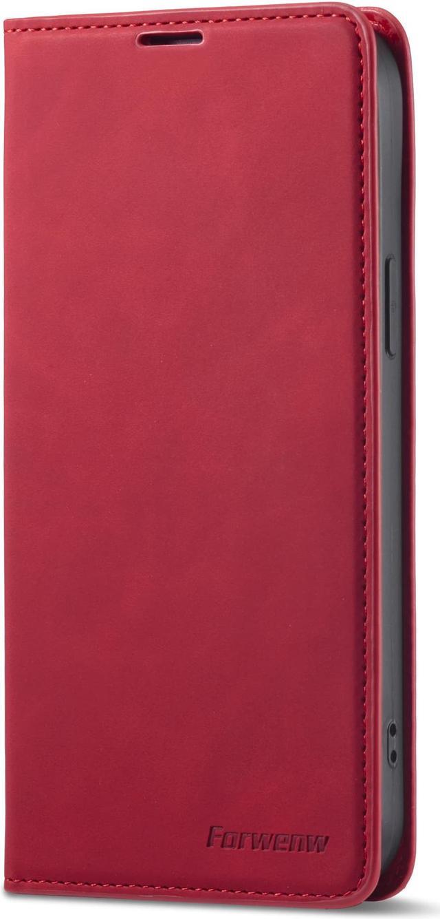 Alt view image 2 of 7 - Case for iPhone 14 Plus 6.7 inch Premium PU Leather Cover with Card Holder Kickstand Shockproof Flip Wallet Cover Red