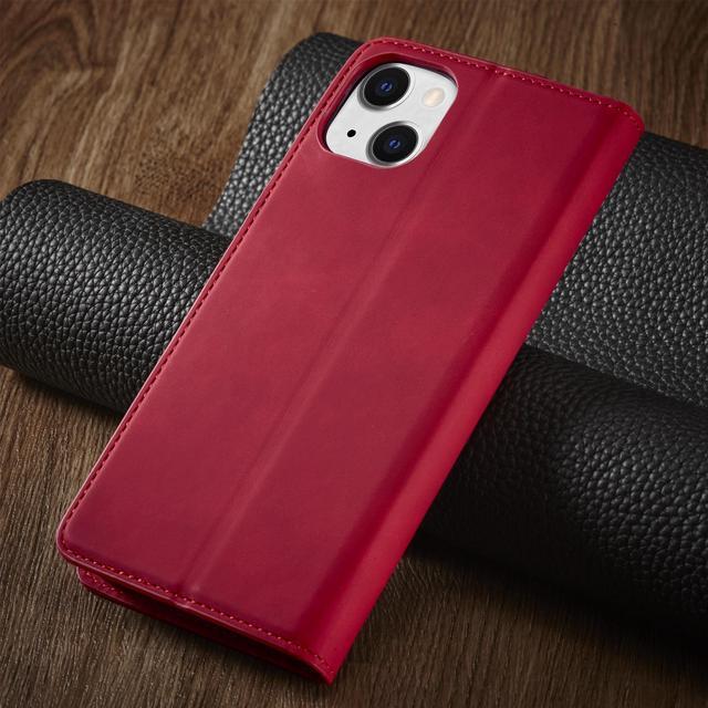 Alt view image 7 of 7 - Case for iPhone 14 Plus 6.7 inch Premium PU Leather Cover with Card Holder Kickstand Shockproof Flip Wallet Cover Red