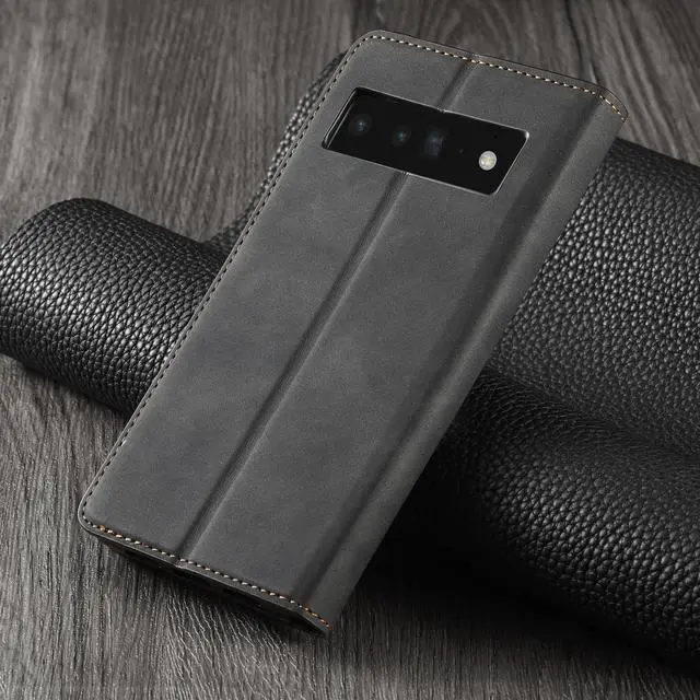 Alt view image 7 of 7 - Case for Google Pixel 6 5G 6.4 inch Premium PU Leather Cover with Card Holder Kickstand Shockproof Flip Wallet Cover