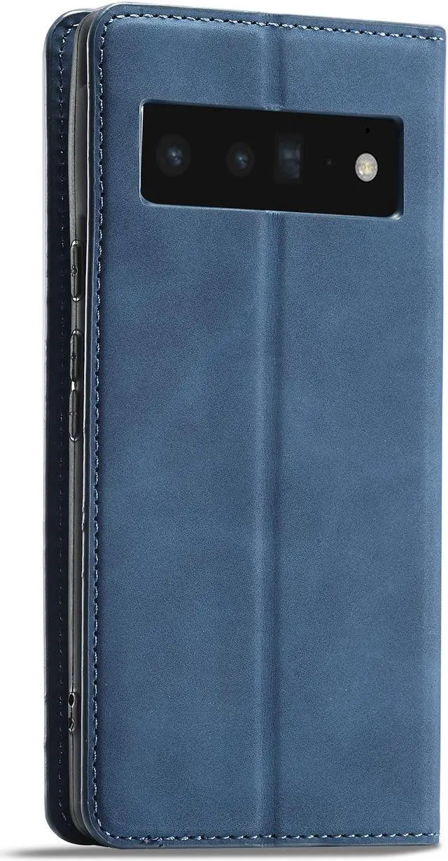 Alt view image 2 of 7 - Case for Google Pixel 6 5G 6.4 inch Premium PU Leather Cover with Card Holder Kickstand Shockproof Flip Wallet Cover Blue