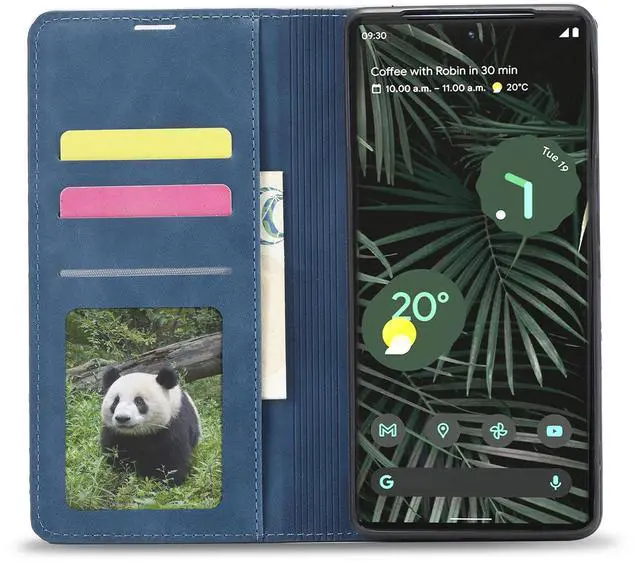 Alt view image 4 of 7 - Case for Google Pixel 6 5G 6.4 inch Premium PU Leather Cover with Card Holder Kickstand Shockproof Flip Wallet Cover Blue