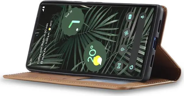 Alt view image 5 of 7 - Case for Google Pixel 6 Pro 5G 6.71 inch Premium PU Leather Cover with Card Holder Kickstand Shockproof Flip Wallet Cover Brown