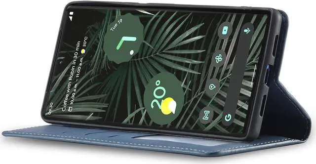 Alt view image 4 of 7 - Case for Google Pixel 6 Pro 5G 6.71 inch Premium PU Leather Cover with Card Holder Kickstand Shockproof Flip Wallet Cover Blue