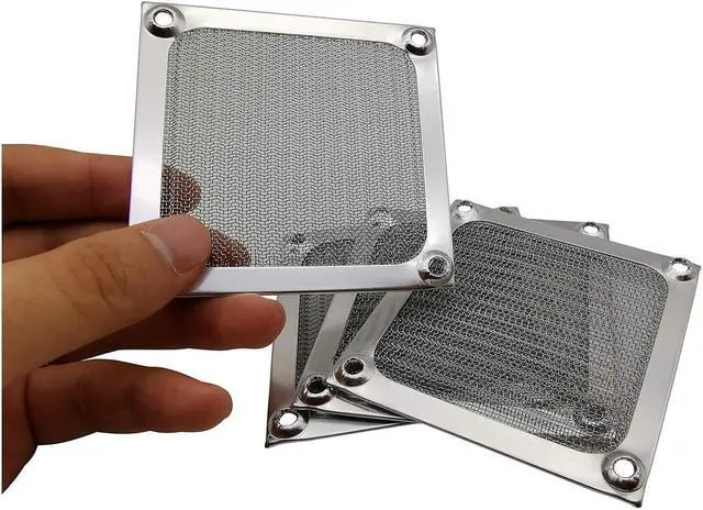 Alt view image 3 of 7 - 80mm Computer Fan Filter Grills with Screws Aluminum Frame Ultra Fine Stainelss Steel Mesh - 4 Pack Silver