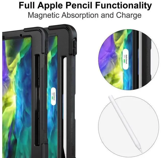 Alt view image 5 of 7 - Case For iPad Pro 11 inch 2022 2021 2020 2018 and iPad Air 5 Air 4 10.9 inch 2022 2020 with Pencil Holder, Protective Cover with Kickstand Shoulder Strap