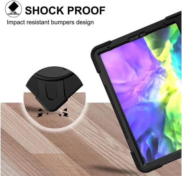 Alt view image 2 of 7 - Case For iPad Pro 11 inch 2022 2021 2020 2018 and iPad Air 5 Air 4 10.9 inch 2022 2020 with Pencil Holder, Protective Cover with Kickstand Shoulder Strap