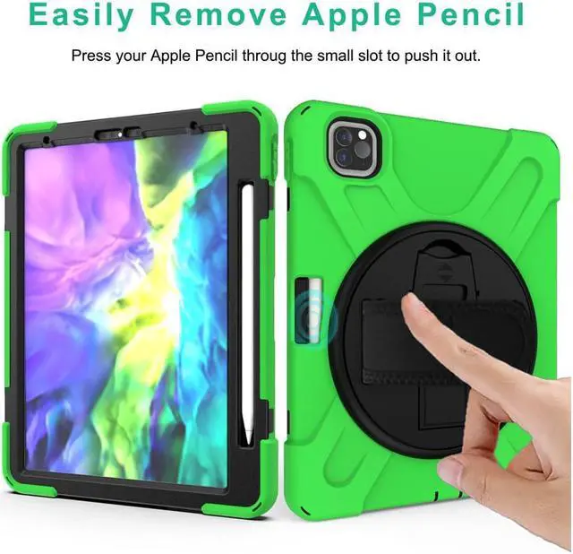 Alt view image 2 of 7 - Case For iPad Pro 11 inch 2022 2021 2020 2018 and iPad Air 5 Air 4 10.9 inch 2022 2020 with Pencil Holder, Protective Cover with Kickstand Shoulder Strap