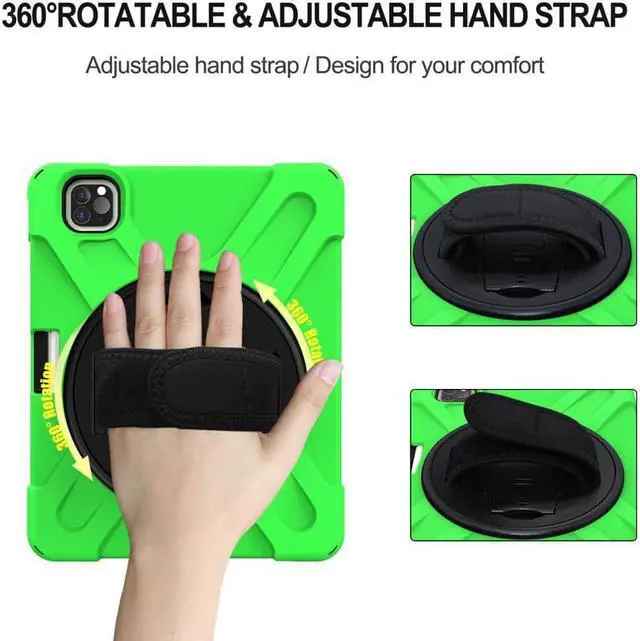Alt view image 3 of 7 - Case For iPad Pro 11 inch 2022 2021 2020 2018 and iPad Air 5 Air 4 10.9 inch 2022 2020 with Pencil Holder, Protective Cover with Kickstand Shoulder Strap