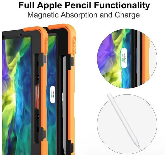 Alt view image 5 of 7 - Case For iPad Pro 11 inch 2022 2021 2020 2018 and iPad Air 5 Air 4 10.9 inch 2022 2020 with Pencil Holder, Protective Cover with Kickstand Shoulder Strap