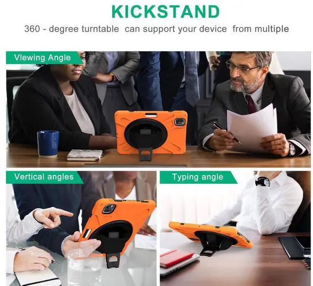 Alt view image 4 of 7 - Case For iPad Pro 11 inch 2022 2021 2020 2018 and iPad Air 5 Air 4 10.9 inch 2022 2020 with Pencil Holder, Protective Cover with Kickstand Shoulder Strap