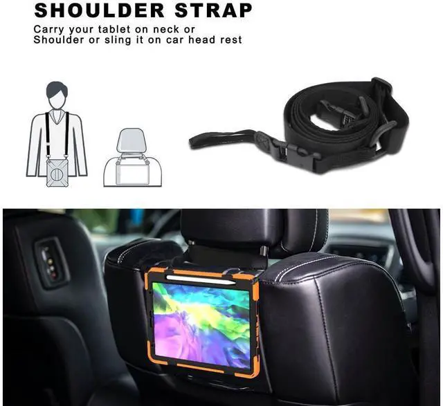 Alt view image 7 of 7 - Case For iPad Pro 11 inch 2022 2021 2020 2018 and iPad Air 5 Air 4 10.9 inch 2022 2020 with Pencil Holder, Protective Cover with Kickstand Shoulder Strap