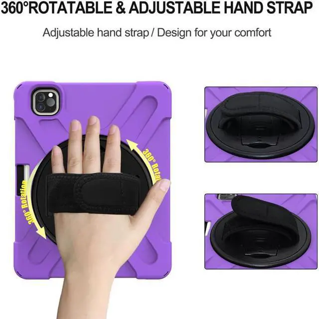 Alt view image 2 of 7 - Case For iPad Pro 11 inch 2022 2021 2020 2018 and iPad Air 5 Air 4 10.9 inch 2022 2020 with Pencil Holder, Protective Cover with Kickstand Shoulder Strap