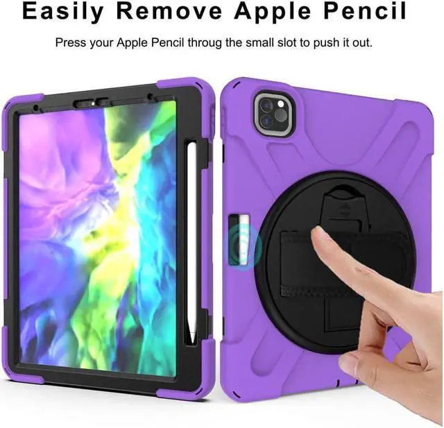 Alt view image 4 of 7 - Case For iPad Pro 11 inch 2022 2021 2020 2018 and iPad Air 5 Air 4 10.9 inch 2022 2020 with Pencil Holder, Protective Cover with Kickstand Shoulder Strap