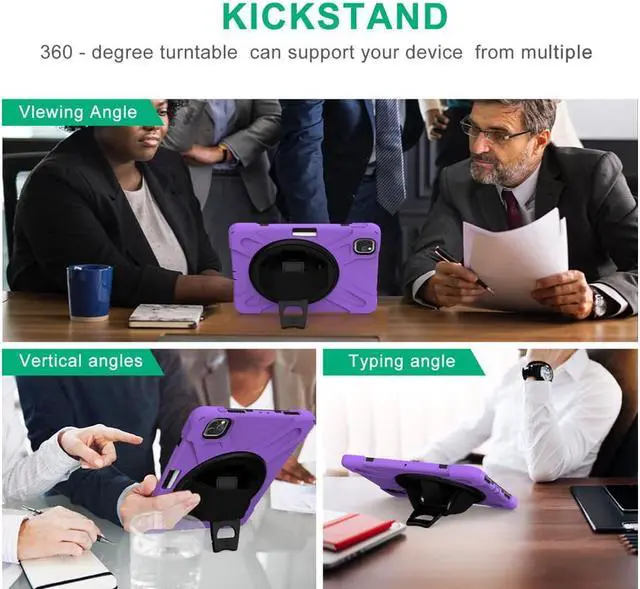 Alt view image 5 of 7 - Case For iPad Pro 11 inch 2022 2021 2020 2018 and iPad Air 5 Air 4 10.9 inch 2022 2020 with Pencil Holder, Protective Cover with Kickstand Shoulder Strap