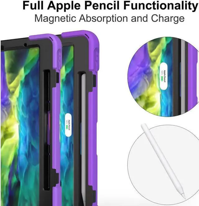 Alt view image 3 of 7 - Case For iPad Pro 11 inch 2022 2021 2020 2018 and iPad Air 5 Air 4 10.9 inch 2022 2020 with Pencil Holder, Protective Cover with Kickstand Shoulder Strap