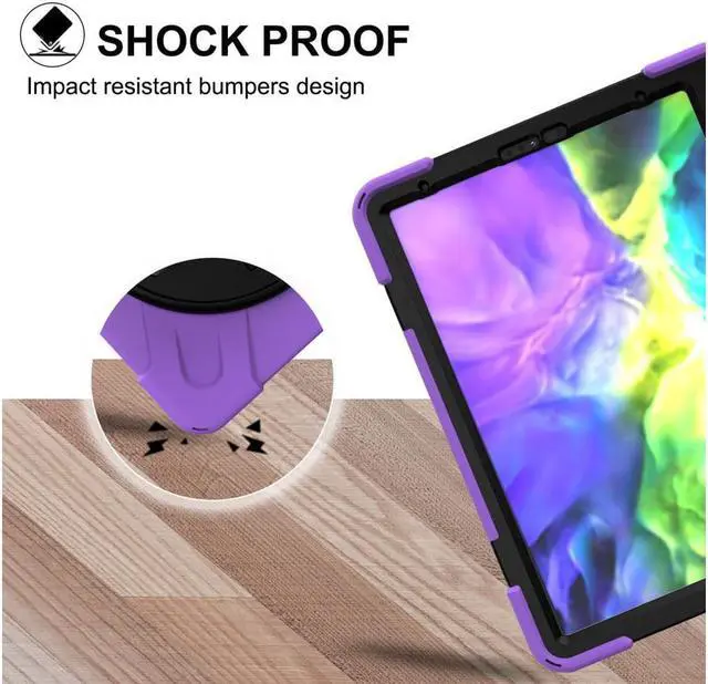 Alt view image 6 of 7 - Case For iPad Pro 11 inch 2022 2021 2020 2018 and iPad Air 5 Air 4 10.9 inch 2022 2020 with Pencil Holder, Protective Cover with Kickstand Shoulder Strap