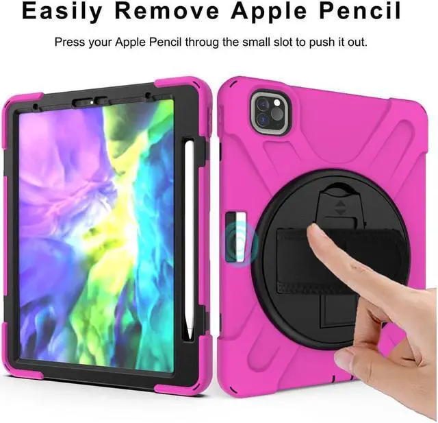 Alt view image 7 of 7 - Case For iPad Pro 11 inch 2022 2021 2020 2018 and iPad Air 5 Air 4 10.9 inch 2022 2020 with Pencil Holder, Protective Cover with Kickstand Shoulder Strap