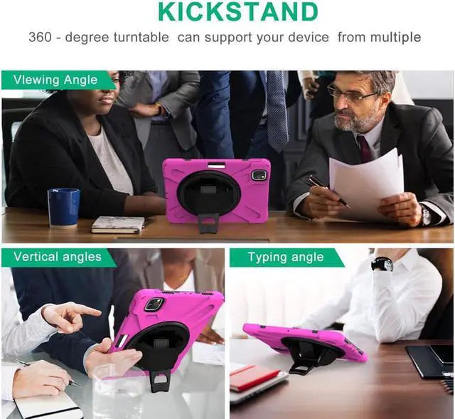 Alt view image 6 of 7 - Case For iPad Pro 11 inch 2022 2021 2020 2018 and iPad Air 5 Air 4 10.9 inch 2022 2020 with Pencil Holder, Protective Cover with Kickstand Shoulder Strap