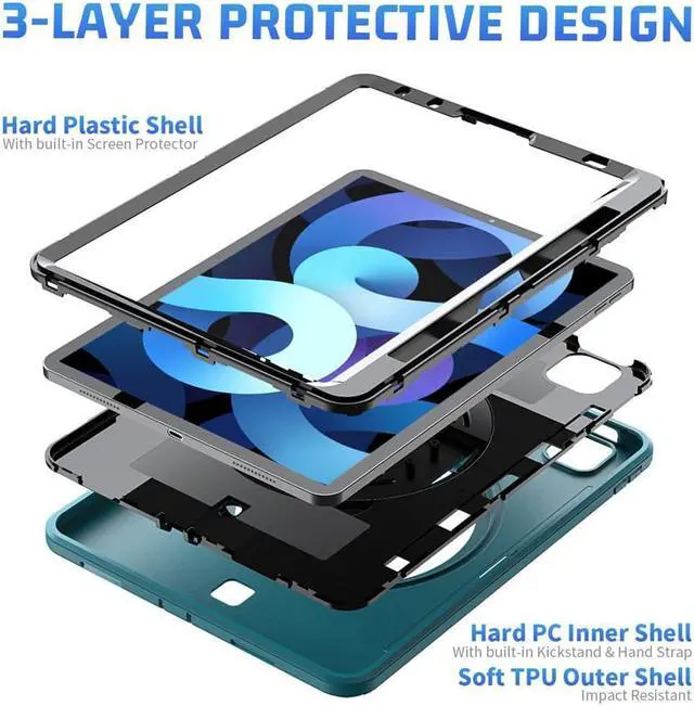 Alt view image 3 of 7 - Case for iPad Air 5 / Air 4 10.9 inch 2022 2020 and iPad Pro 11 inch 2022 2021 2020 2018 with Pencil Holder Screen Protector & Stand /Shoulder Strap Kickstand Blue