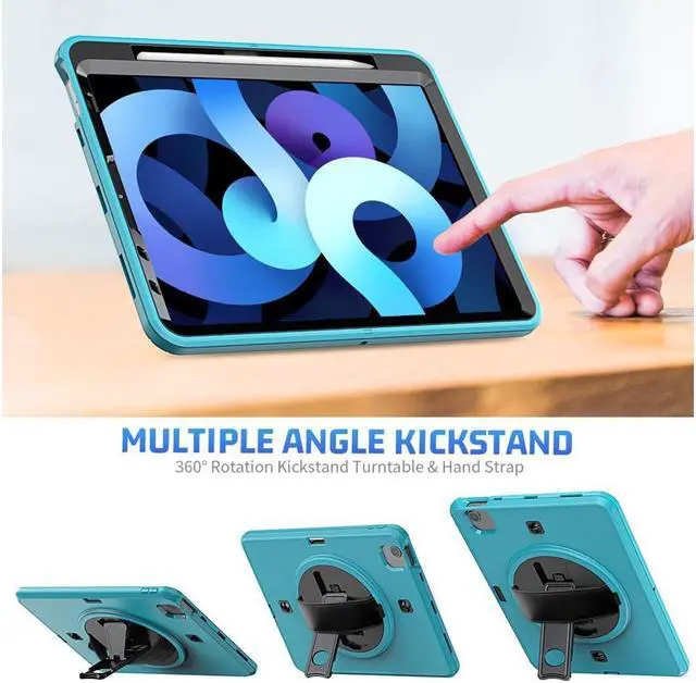 Alt view image 4 of 7 - Case for iPad Air 5 / Air 4 10.9 inch 2022 2020 and iPad Pro 11 inch 2022 2021 2020 2018 with Pencil Holder Screen Protector & Stand /Shoulder Strap Kickstand Blue