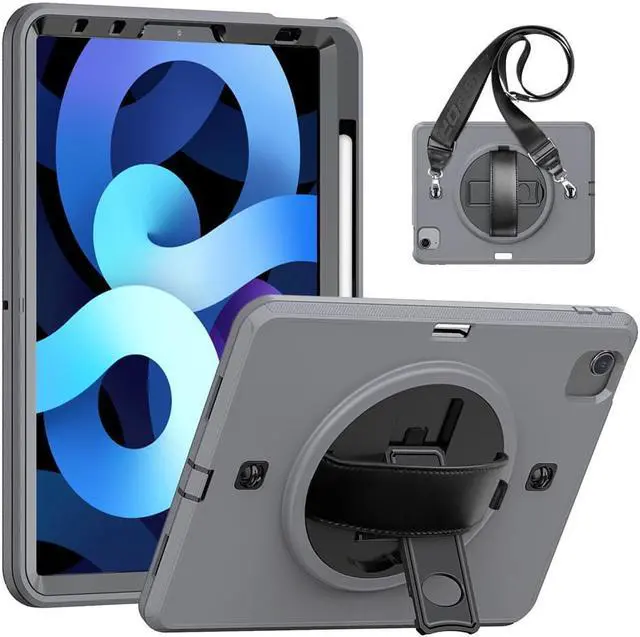 Main image of Case for iPad Air 5 / Air 4 10.9 inch 2022 2020 and iPad Pro 11 inch 2022 2021 2020 2018 with Pencil Holder Screen Protector & Stand /Shoulder Strap Kickstand Grey