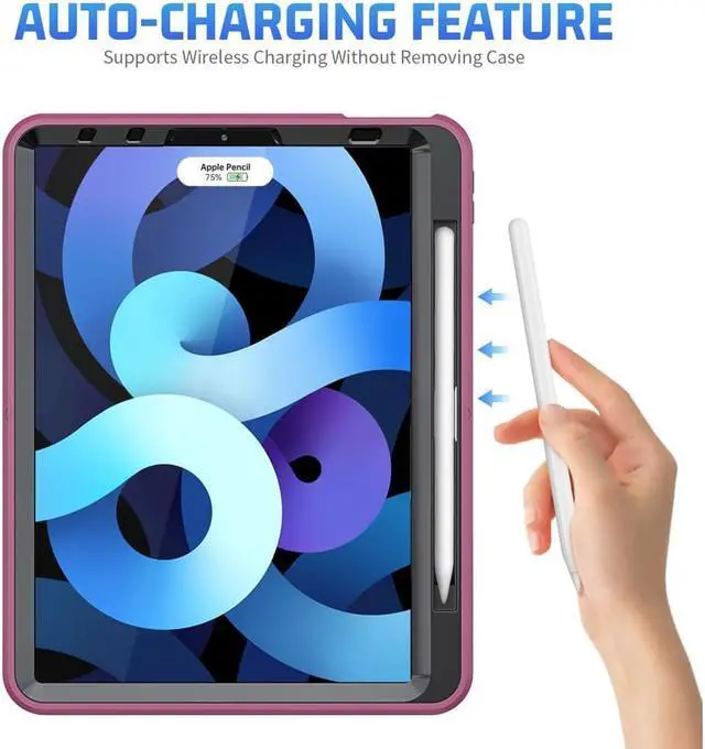 Alt view image 2 of 7 - Case for iPad Air 5 / Air 4 10.9 inch 2022 2020 and iPad Pro 11 inch 2022 2021 2020 2018 with Pencil Holder Screen Protector & Stand /Shoulder Strap Kickstand Red
