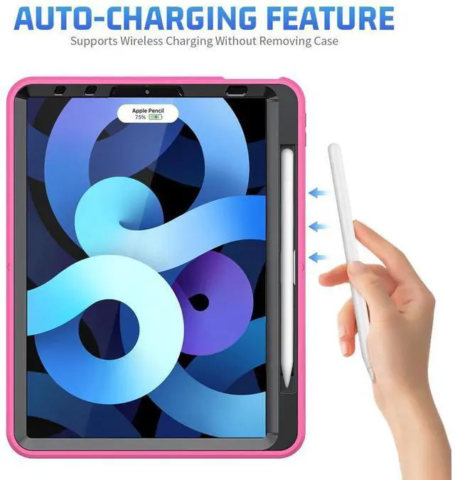 Alt view image 4 of 7 - Case for iPad Air 5 / Air 4 10.9 inch 2022 2020 and iPad Pro 11 inch 2022 2021 2020 2018 with Pencil Holder Screen Protector & Stand /Shoulder Strap Kickstand Rose Red