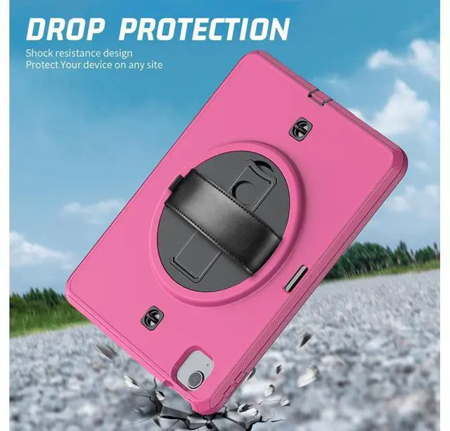 Alt view image 6 of 7 - Case for iPad Air 5 / Air 4 10.9 inch 2022 2020 and iPad Pro 11 inch 2022 2021 2020 2018 with Pencil Holder Screen Protector & Stand /Shoulder Strap Kickstand Rose Red