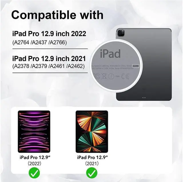 Alt view image 2 of 2 - iPad Pro 12.9 Case 2022 2021, Shockproof Cover with Pencil Holder and Rotating Kickstand Hand Strap / Shoulder Strap For iPad Pro 12.9 inch 2022 2021 6th 5th Generation Rainbow Red