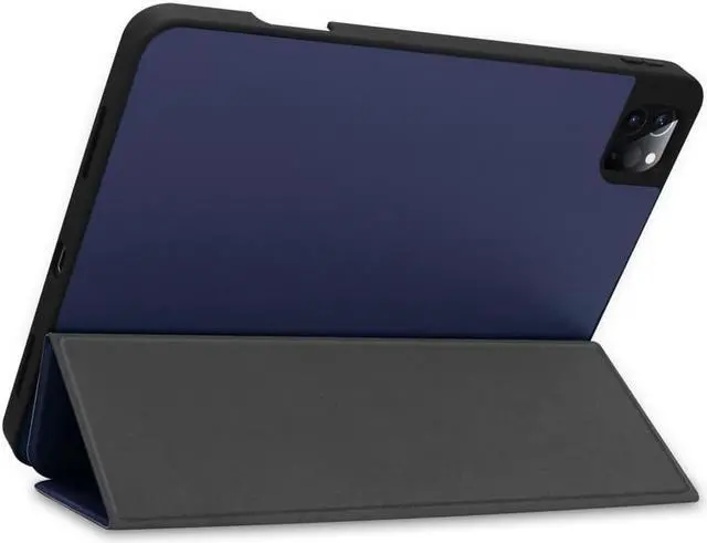 Alt view image 4 of 7 - iPad Pro 11 inch Case 2022 2021 2020 2018 with Pencil Holder, Slim Lightweight Trifold Stand Cover with Soft TPU Back Cover - Auto Sleep / Wake+Pencil Charging - Smart Case Blue