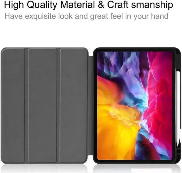 Alt view image 6 of 7 - iPad Pro 11 inch Case 2022 2021 2020 2018 with Pencil Holder, Slim Lightweight Trifold Stand Cover with Soft TPU Back Cover - Auto Sleep / Wake+Pencil Charging - Smart Case Blue