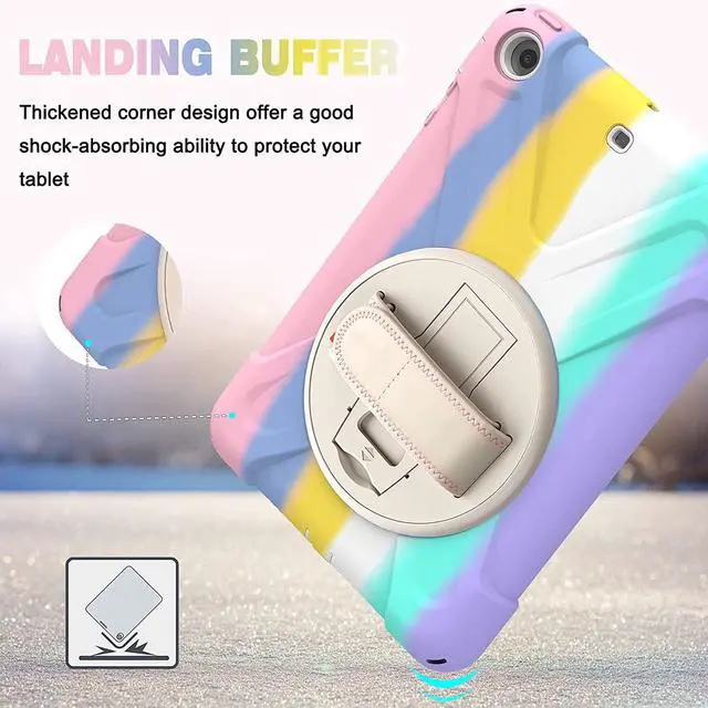 Alt view image 7 of 7 - Case For iPad Mini 1 Mini 2 Mini 3 Full Body ShockProof Cover with 360 Degrees Swivel Stand and Hand Grip Strap / Shoulder Strap Pink