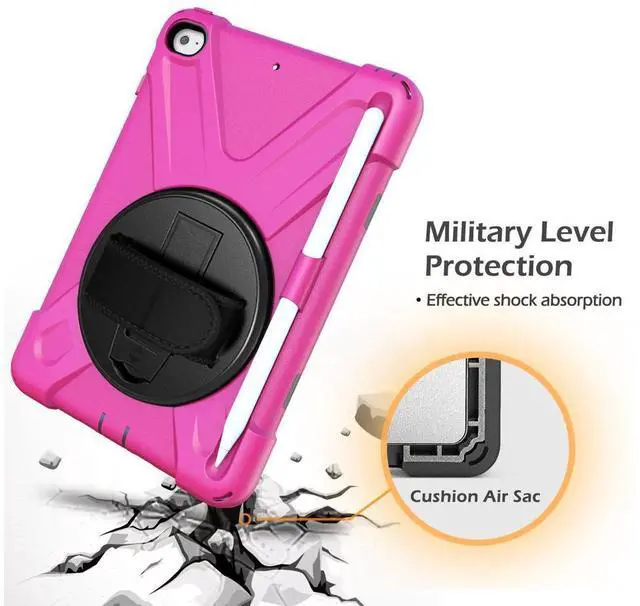 Alt view image 14 of 14 - iPad Mini 5 Case 2019 iPad Mini 4 Case with Pencil Holder Shockproof 360 Degree Rotation Cover with Kickstand Hand Strap Shoulder Strip Protective Case for iPad Mini 5th iPad Mini 4th Generation
