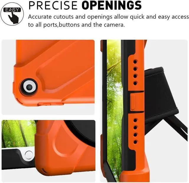 Alt view image 5 of 7 - iPad Air 1st Genearton Case for Kids 2013 | iPad Air First Generation Case Rugged Shockproof | Three Layer Durable Case with Stand Hand Shoulder Strap for iPad Air 1 A1474 A1475 A1476 Orange