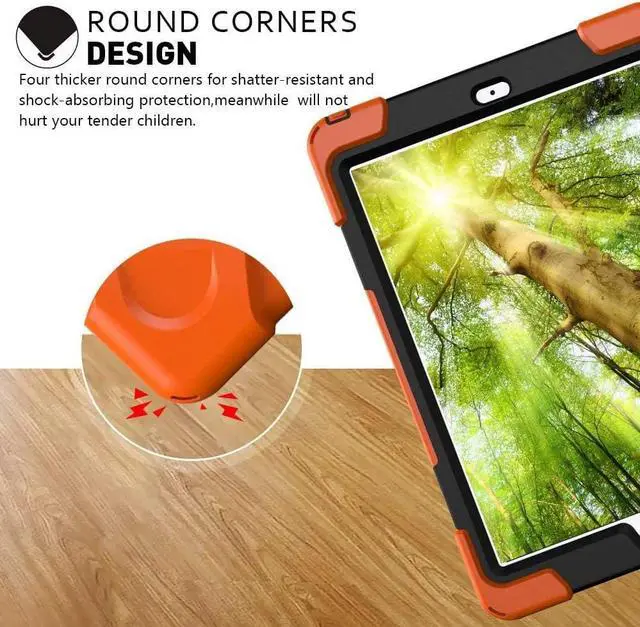 Alt view image 7 of 7 - iPad Air 1st Genearton Case for Kids 2013 | iPad Air First Generation Case Rugged Shockproof | Three Layer Durable Case with Stand Hand Shoulder Strap for iPad Air 1 A1474 A1475 A1476 Orange
